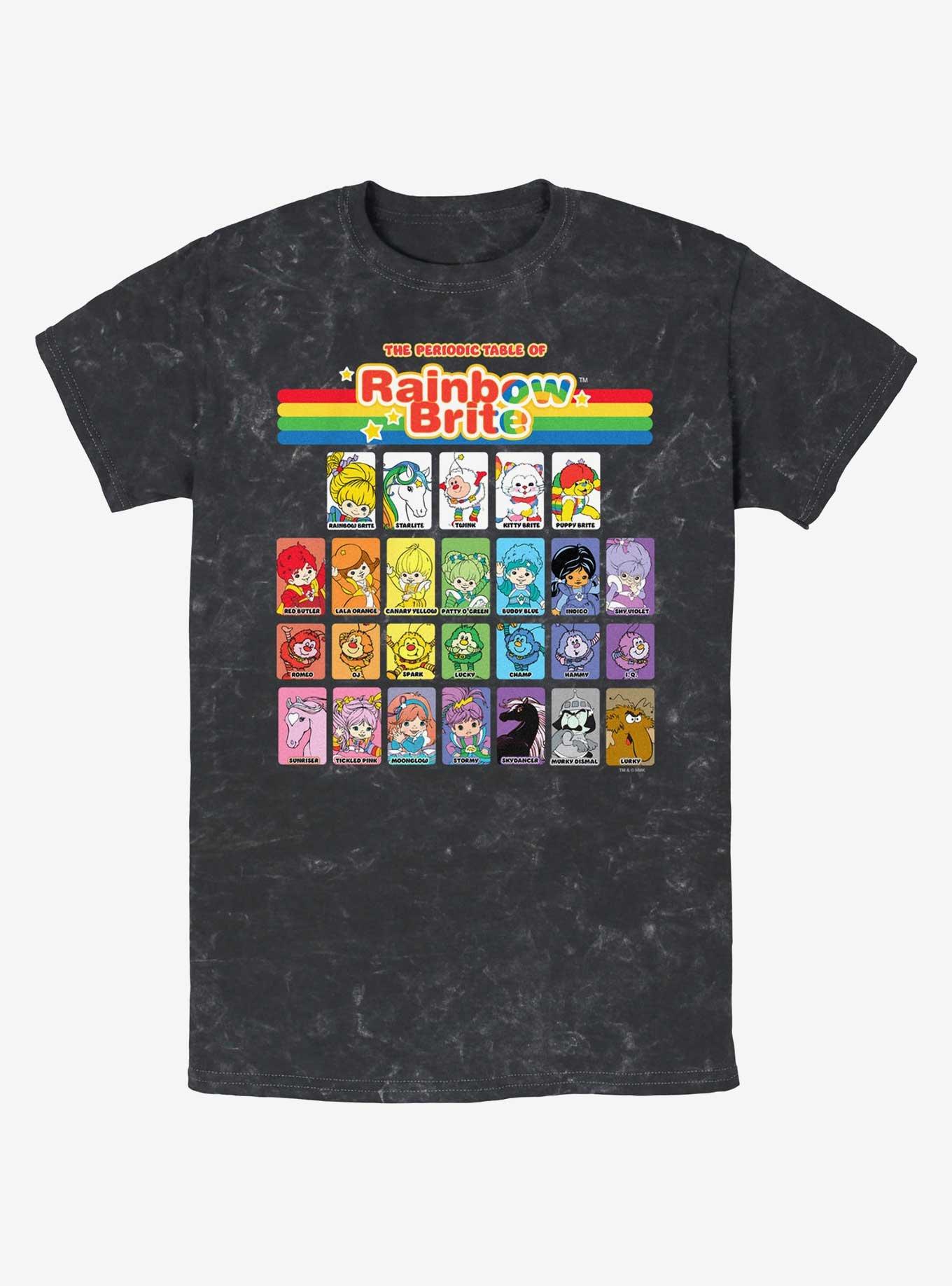 Rainbow Brite Table Of Color Mineral Wash T-Shirt, BLACK, hi-res