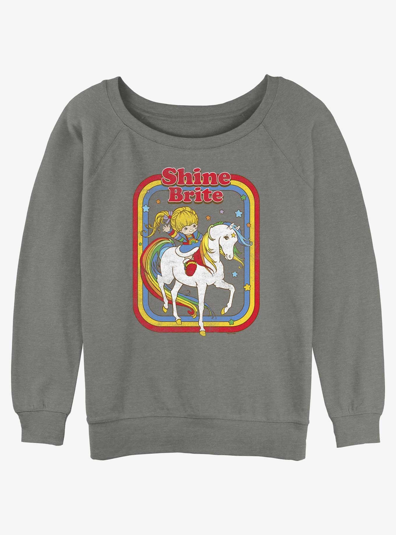Rainbow Brite Shine Brite Girls Slouchy Sweatshirt, GRAY HTR, hi-res
