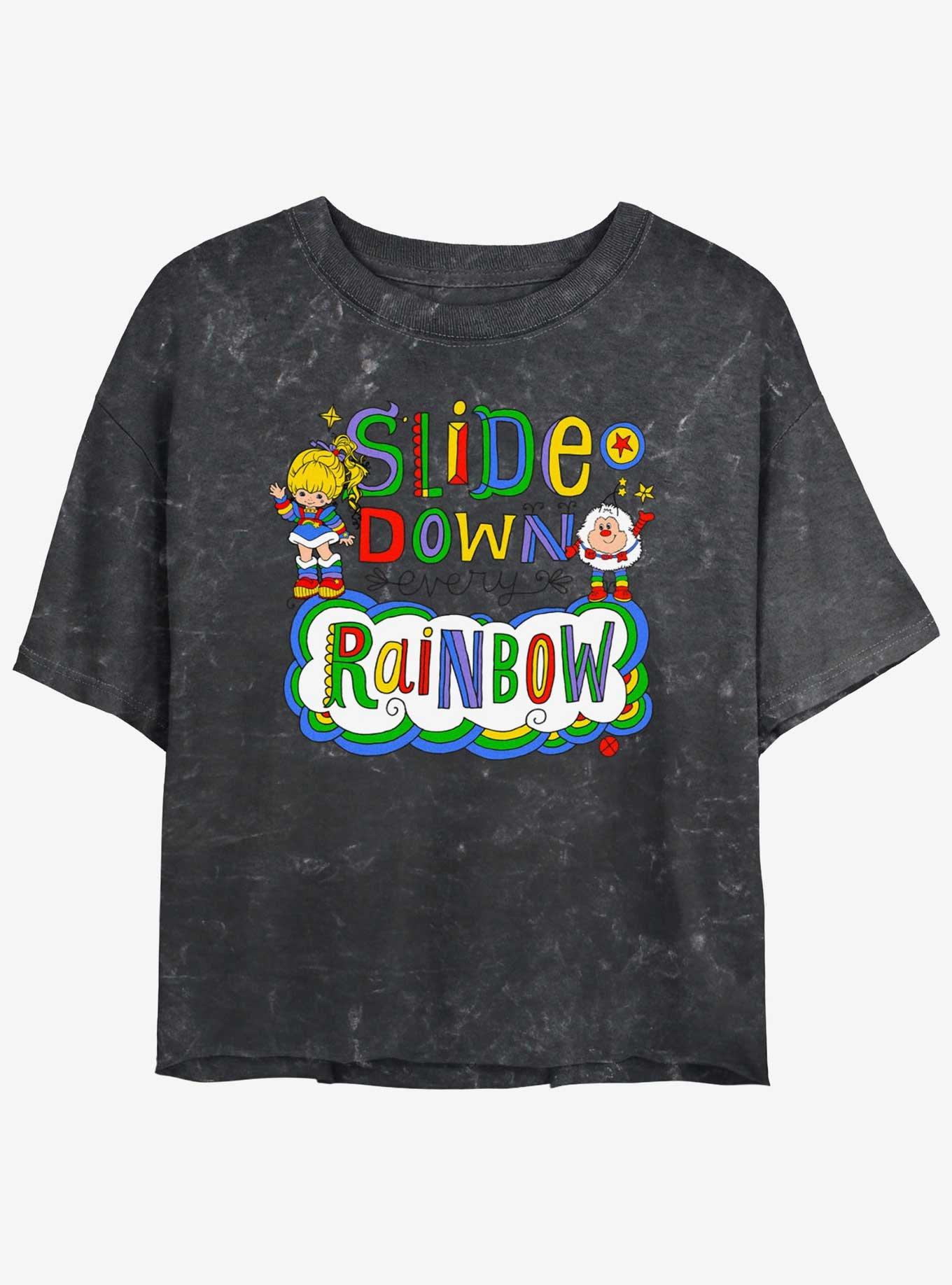Rainbow Brite Down Every Rainbow Girls Mineral Wash Crop T-Shirt, , hi-res