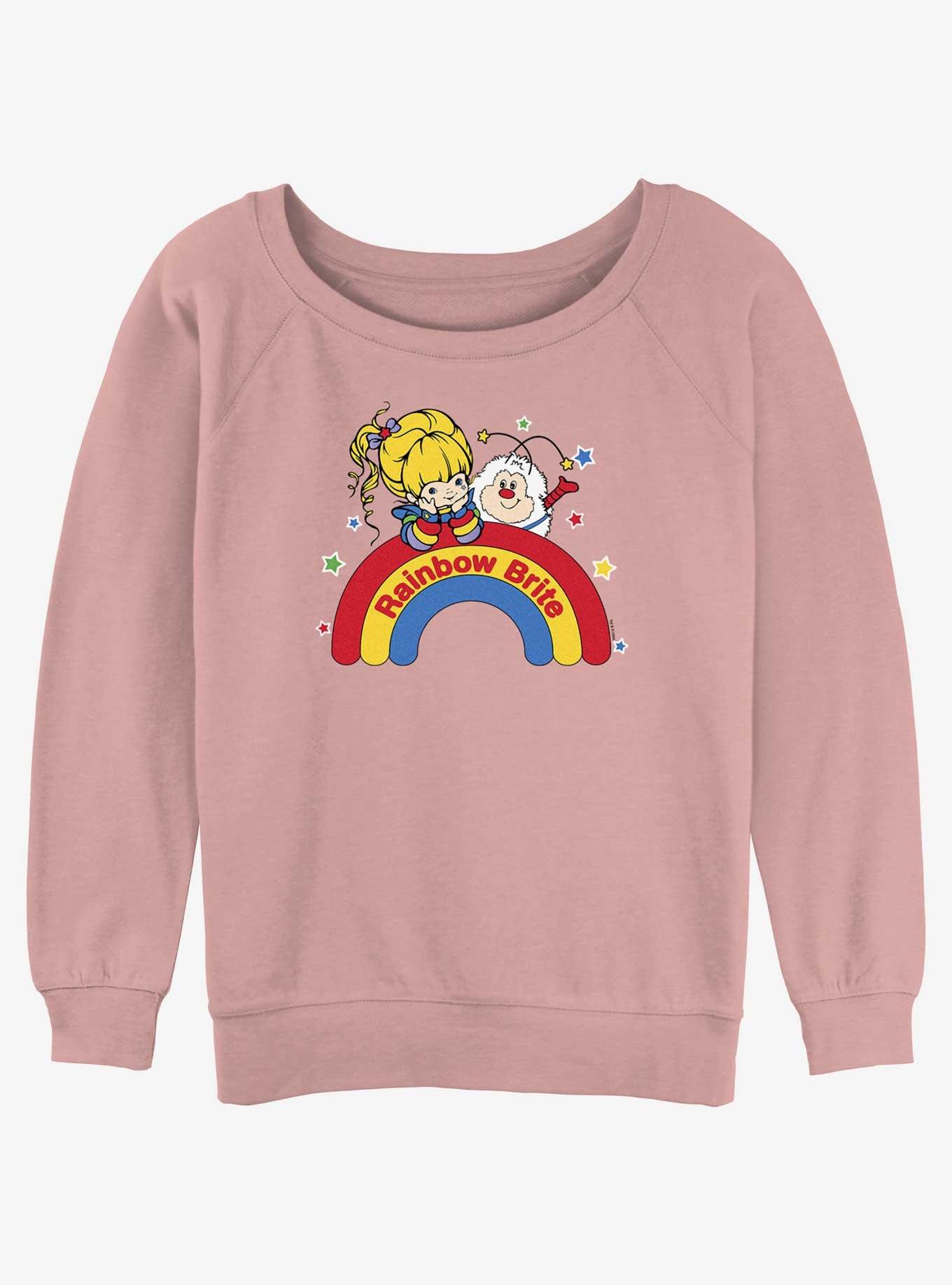 Rainbow Brite Wishing On A Rainbow Girls Slouchy Sweatshirt - PINK ...