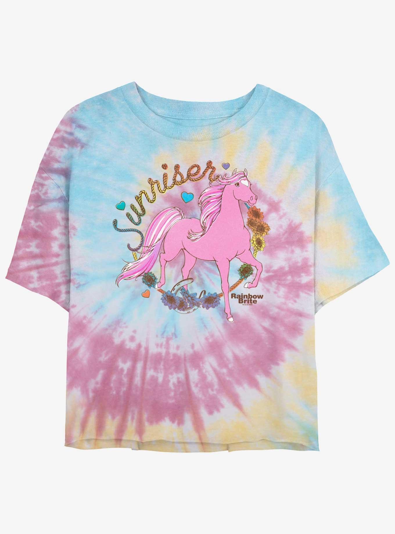Rainbow Brite Country Pink Sunriser Girls Tie-Dye Crop T-Shirt, , hi-res