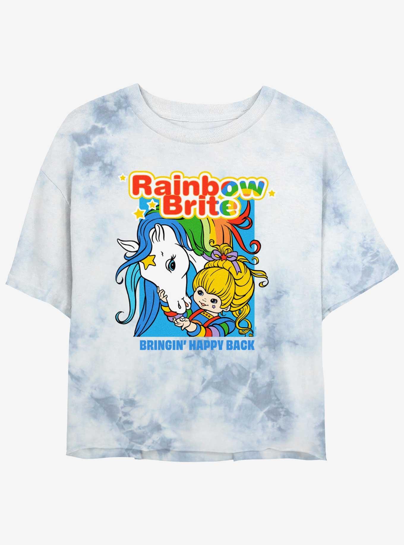 Rainbow Brite Bringin Happy Back Girls Tie-Dye Crop T-Shirt, WHITEBLUE, hi-res