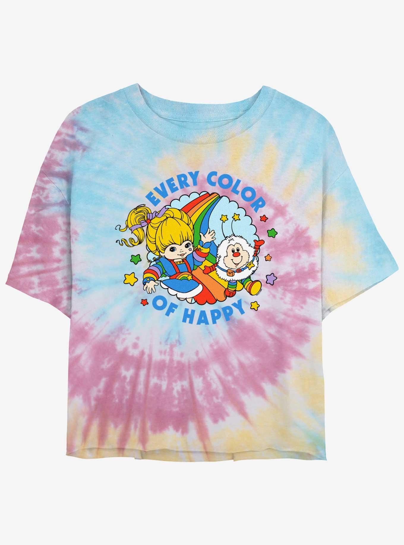 Rainbow Brite Every Color Of Happy Girls Tie-Dye Crop T-Shirt, , hi-res