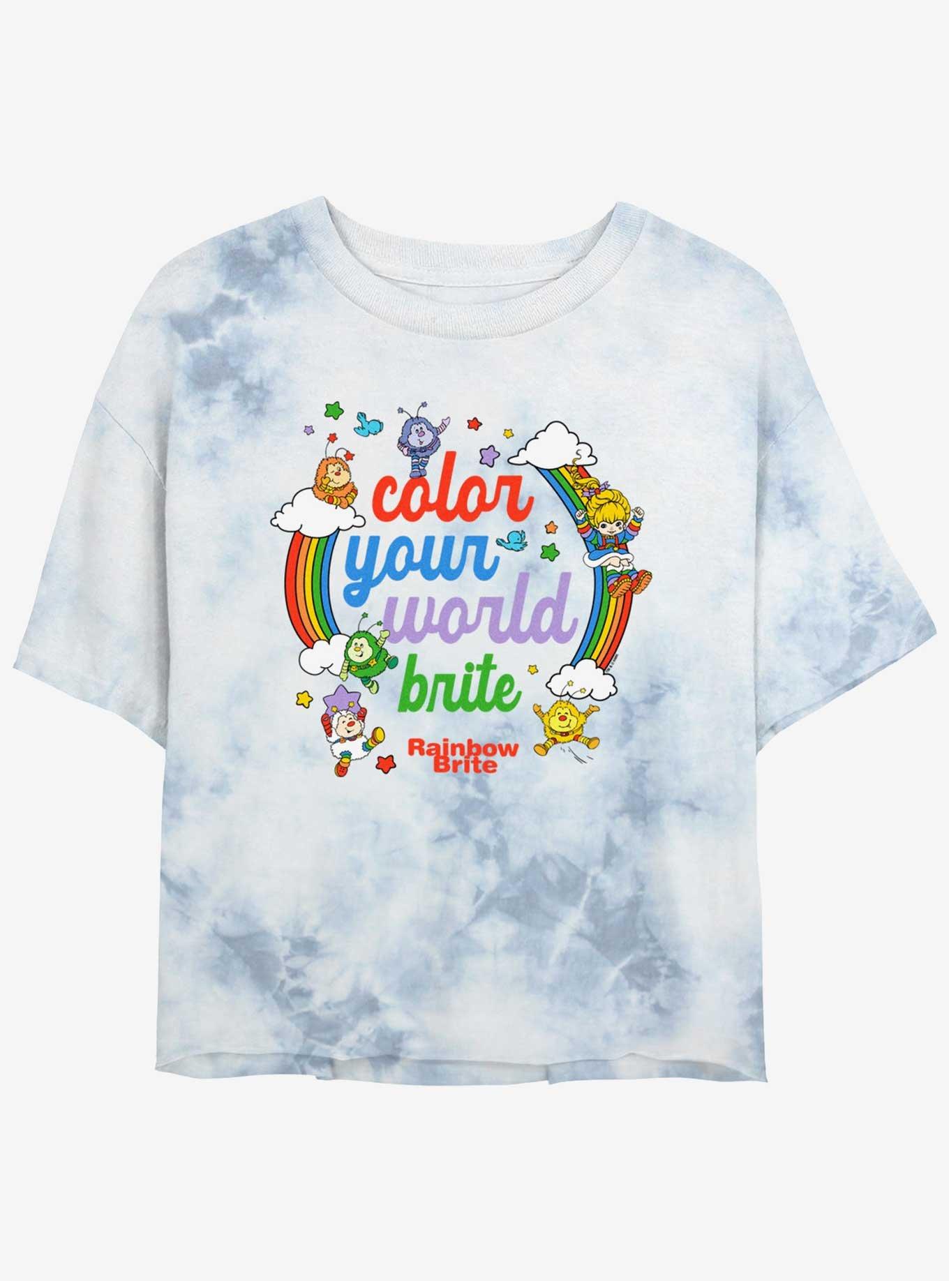Rainbow Brite Color Your World Brite Girls Tie-Dye Crop T-Shirt, WHITEBLUE, hi-res