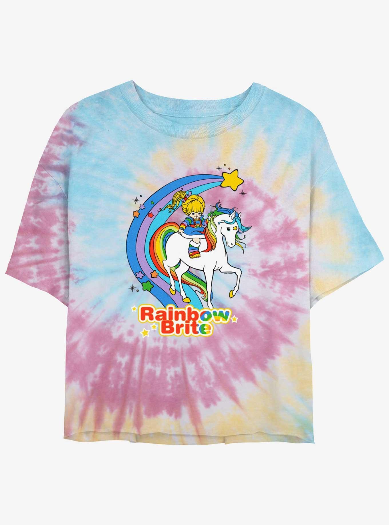 Rainbow Brite Horse Girls Tie-Dye Crop T-Shirt, BLUPNKLY, hi-res