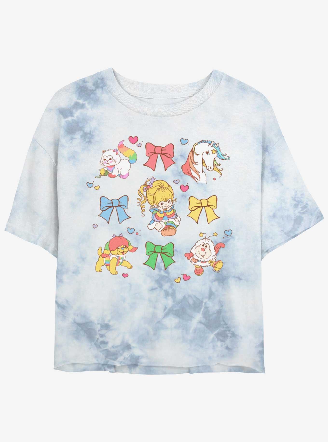Rainbow Brite Cutie Bow Grid Girls Tie-Dye Crop T-Shirt, , hi-res