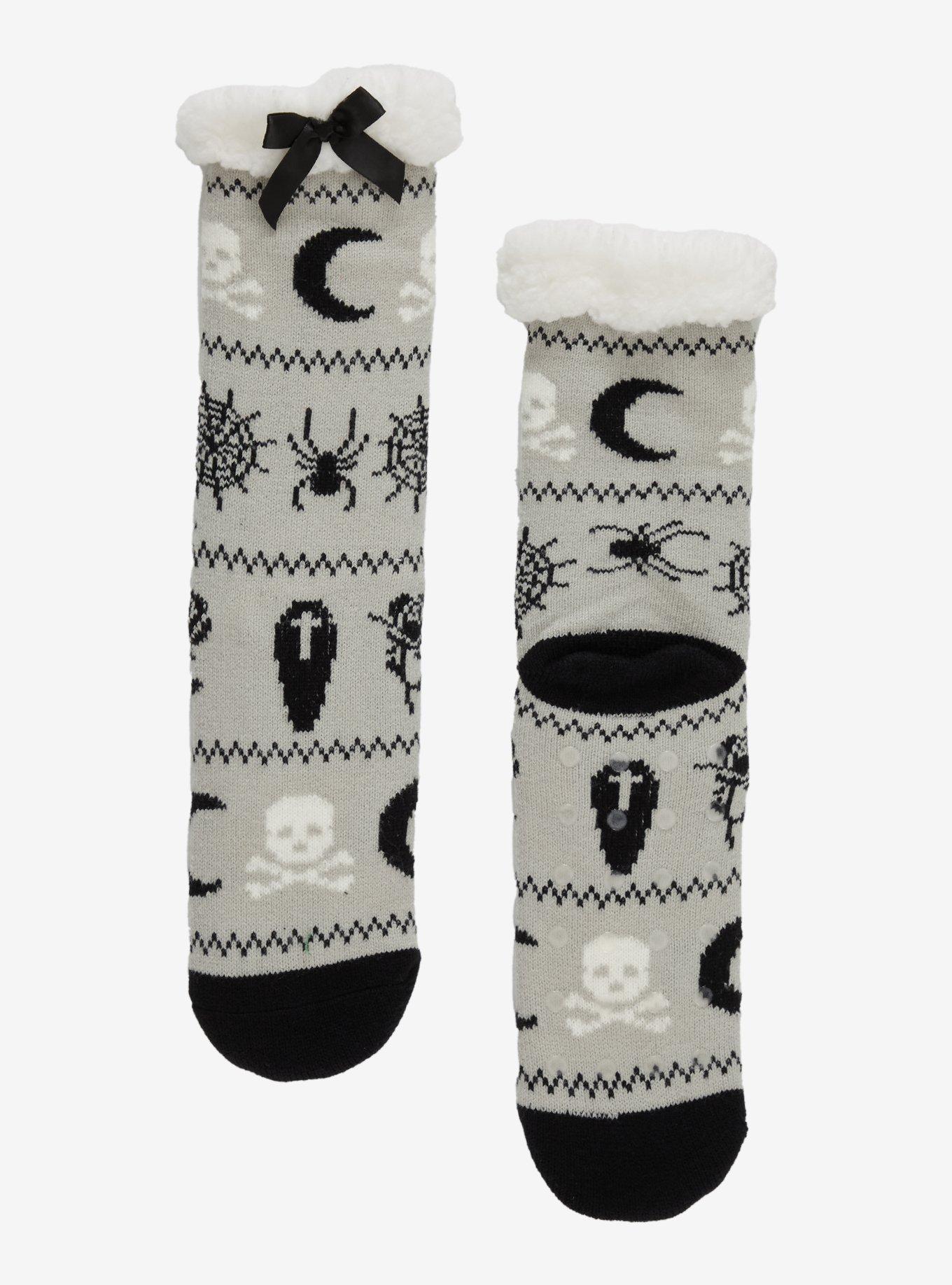Skeleton Fair Isle Cozy Slipper Socks, , hi-res