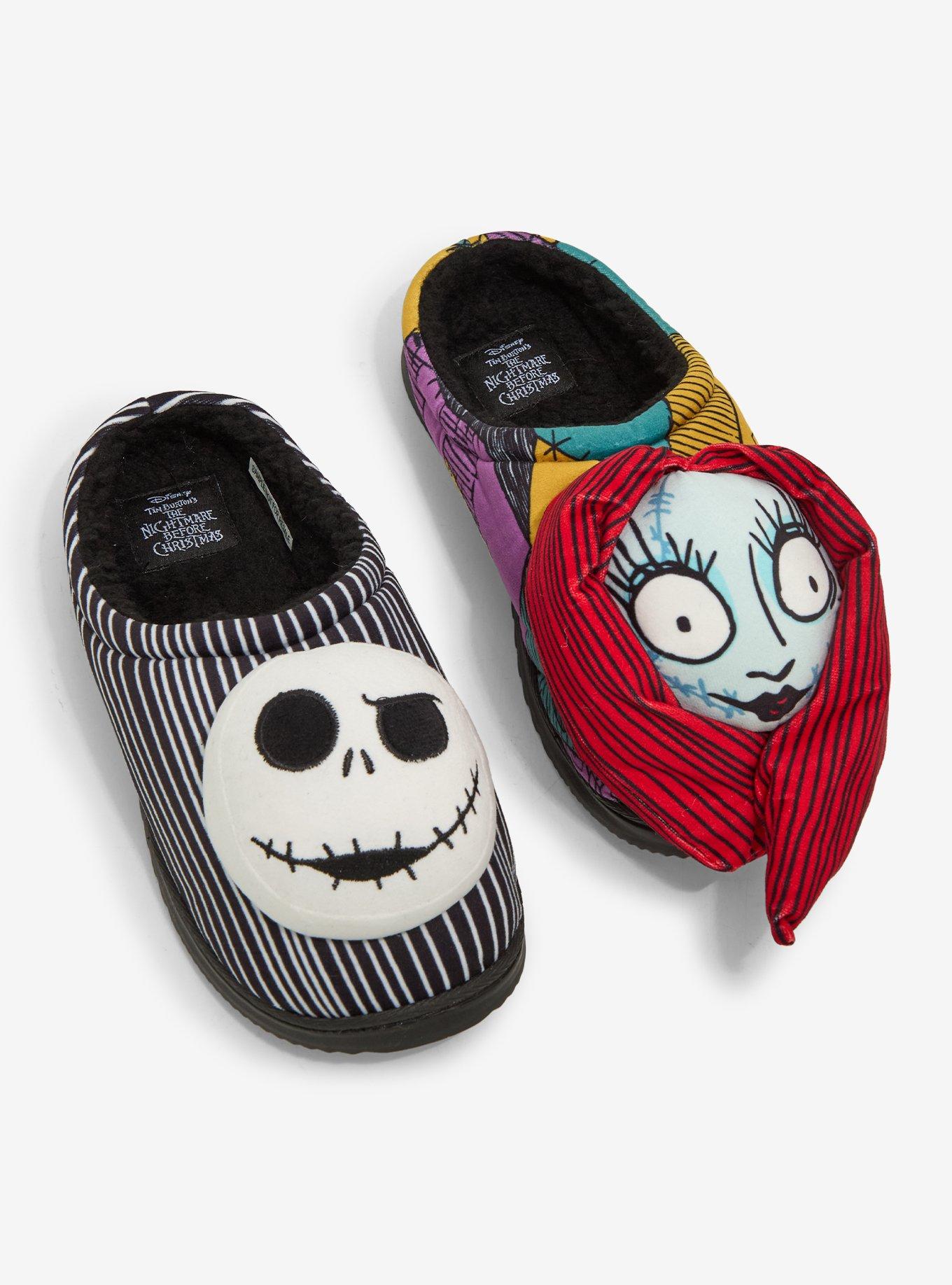 The Nightmare Before Christmas Jack & Sally Mismatch Plush Slippers, , hi-res