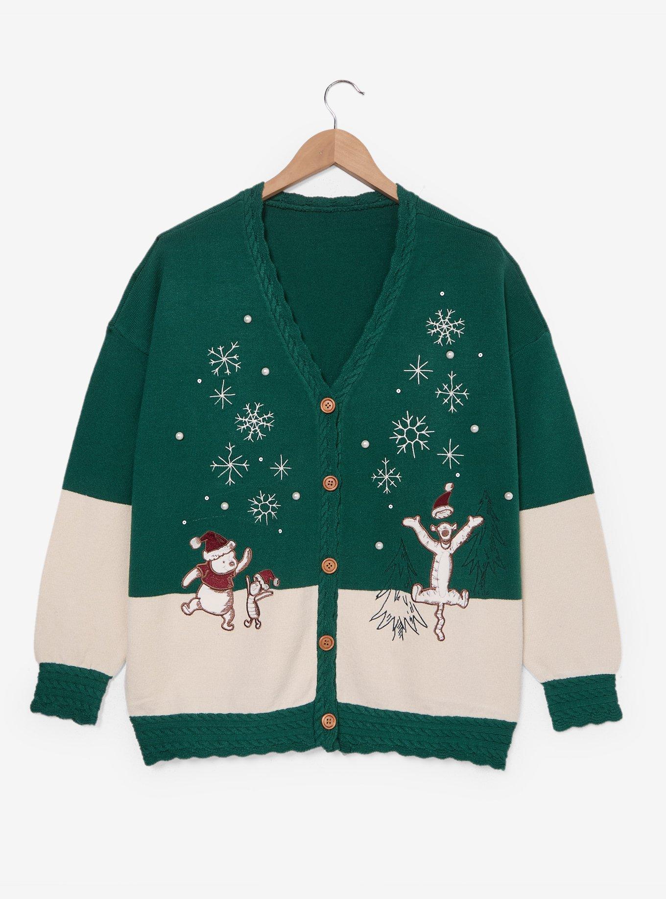 Disney Winnie the Pooh Holiday Scene Women's Plus Size Cardigan - BoxLunch Exclusive, , hi-res