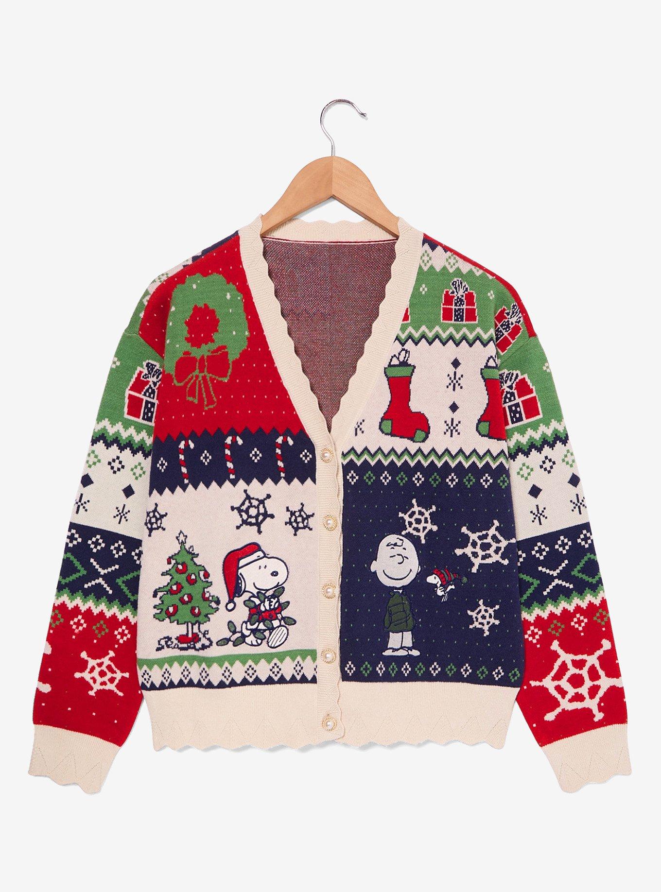 Peanuts Holiday Patchwork Women's Cardigan - BoxLunch Exclusive, , hi-res