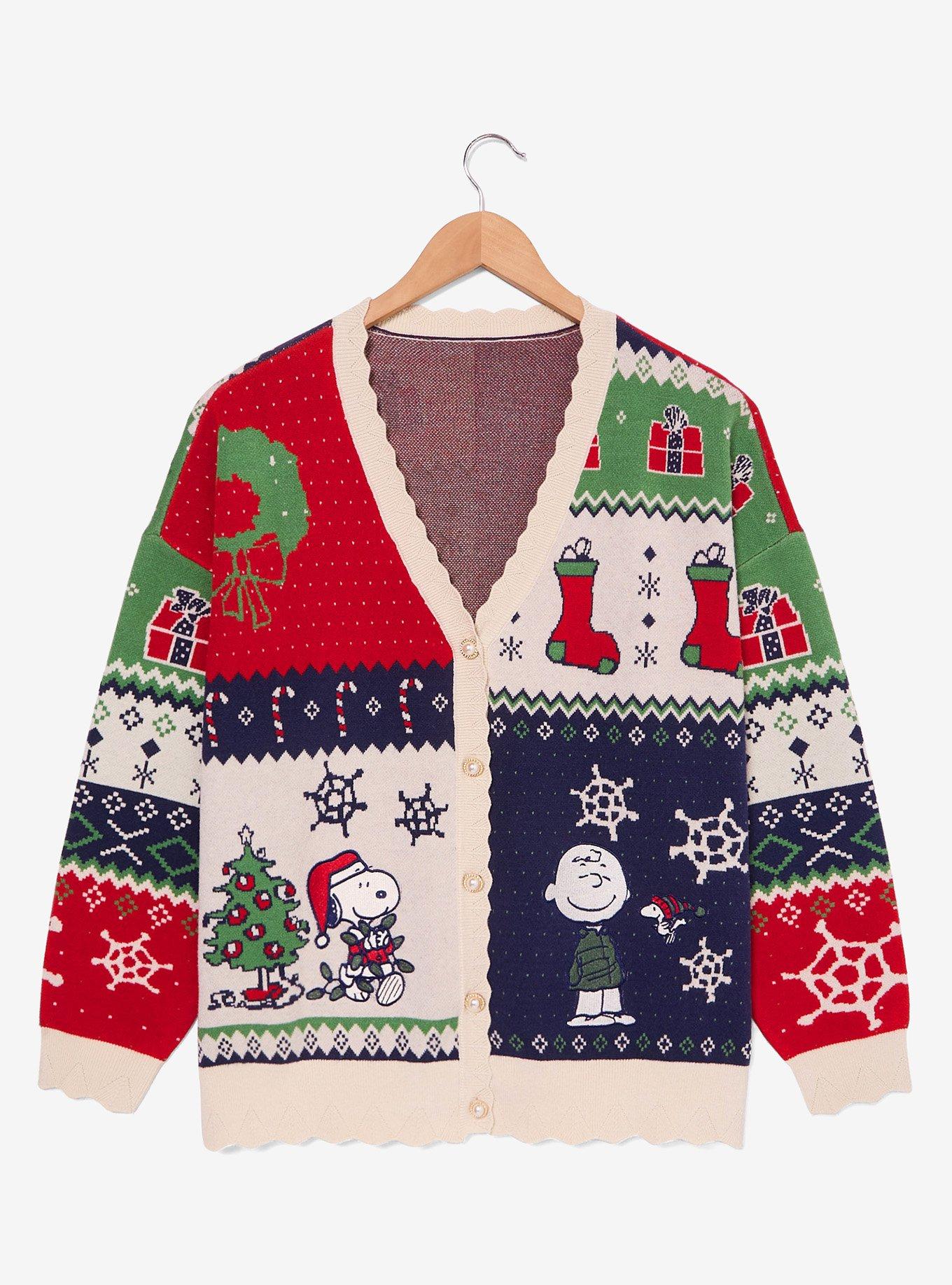 Peanuts Holiday Patchwork Women's Plus Size Cardigan - BoxLunch Exclusive, , hi-res
