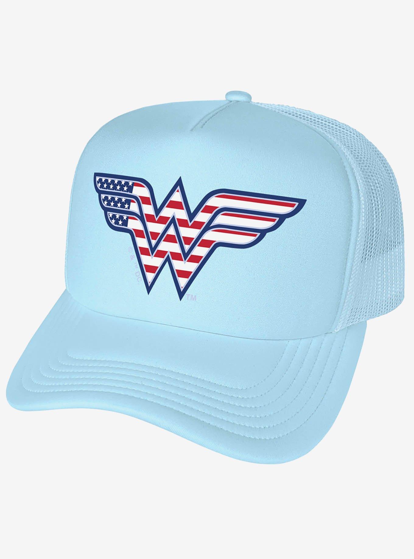 Wonder Woman American Flag Logo Foam Trucker Hat, , hi-res