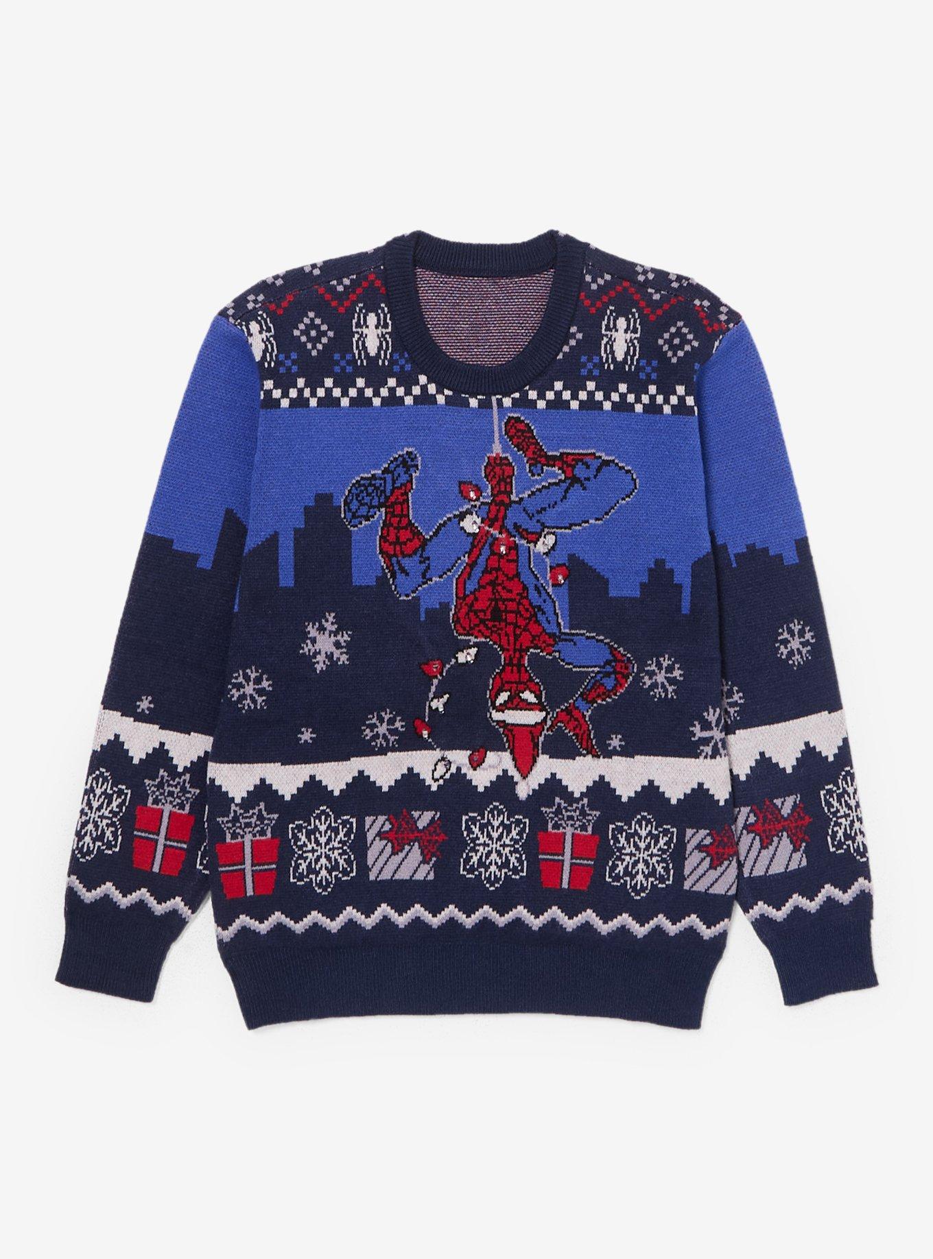 Marvel Spider-Man Light-Up Youth Holiday Sweater - BoxLunch Exclusive, , hi-res