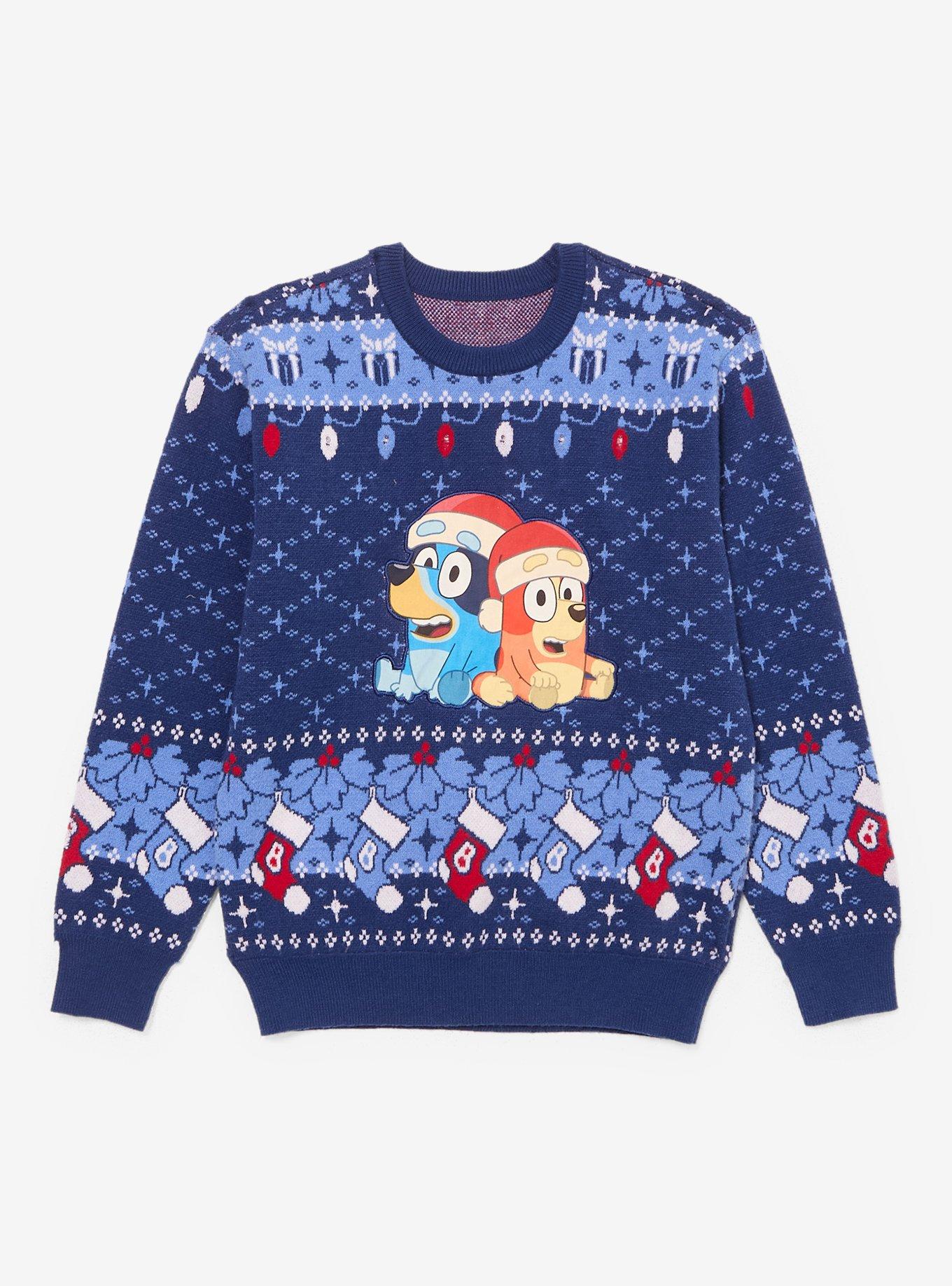 Bluey Bingo & Bluey Light-Up Youth Holiday Sweater — BoxLunch Exclusive, , hi-res