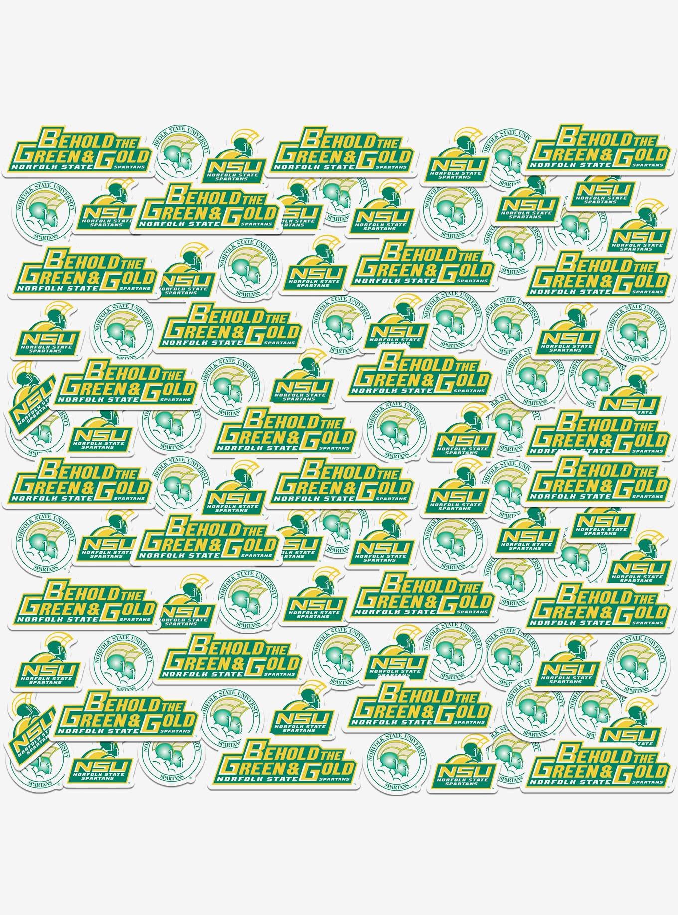 Norfolk State University NSU Green And Gold 100ct Sticker Pack, , hi-res