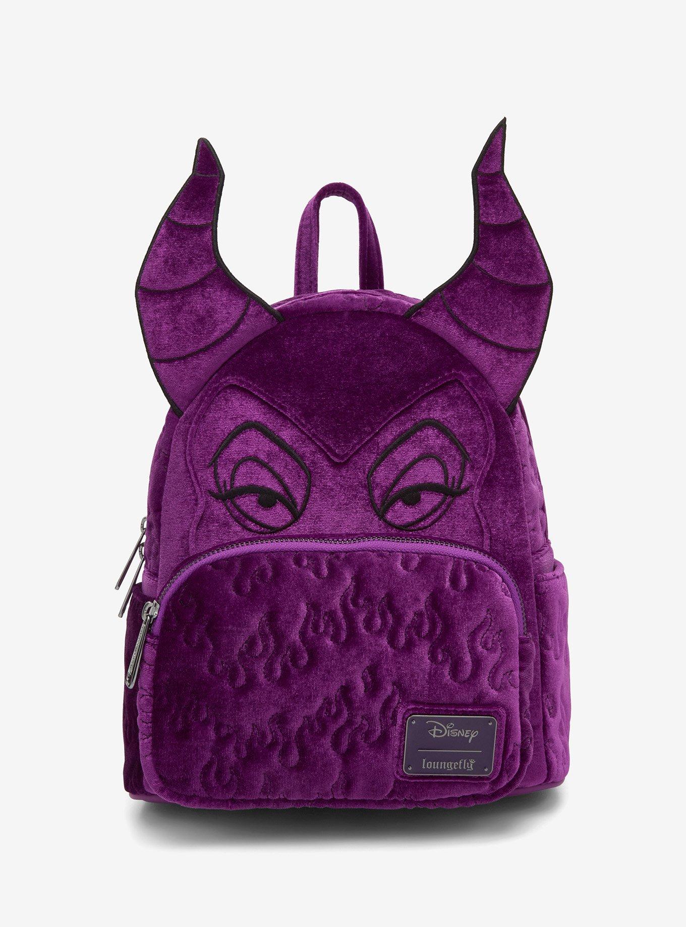 Loungefly Disney Sleeping Beauty Purple Velvet Maleficent Figural Mini Backpack - BoxLunch Exclusive, , hi-res