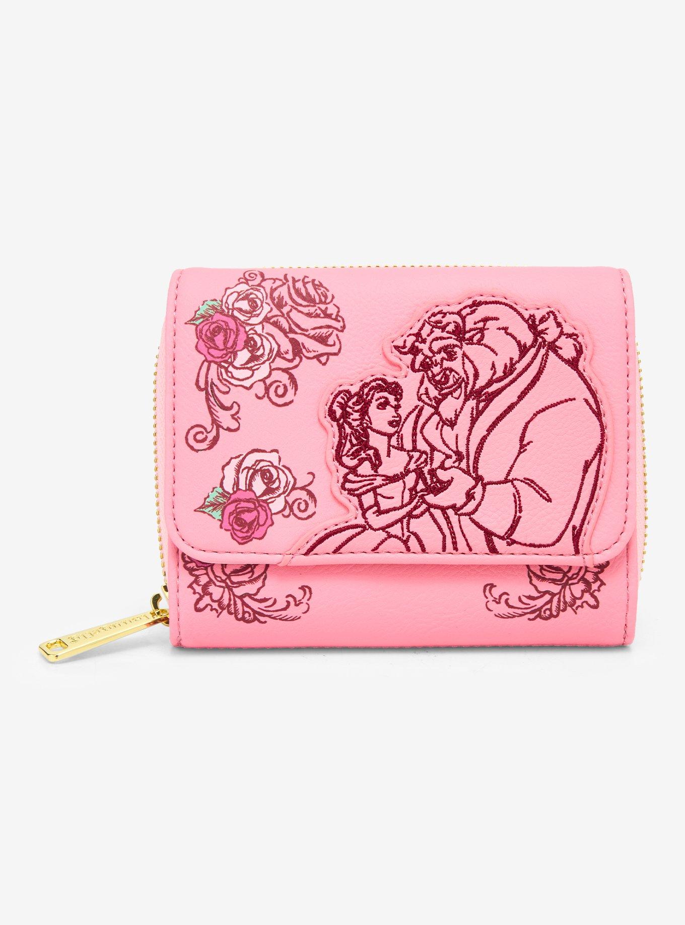 Loungefly Disney Beauty and the Beast Pink Roses Zip Wallet — BoxLunch Exclusive, , hi-res