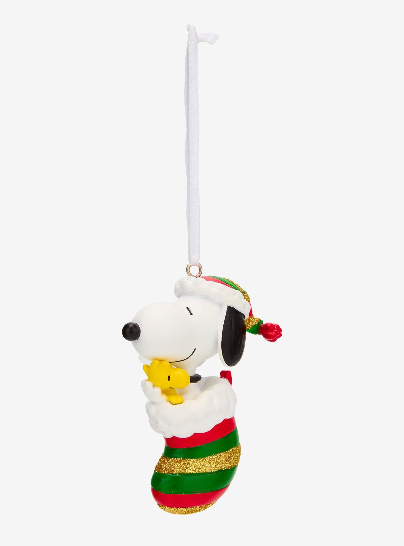 Hallmark Peanuts Snoopy and Woodstock Stocking Figural Ornament, , hi-res