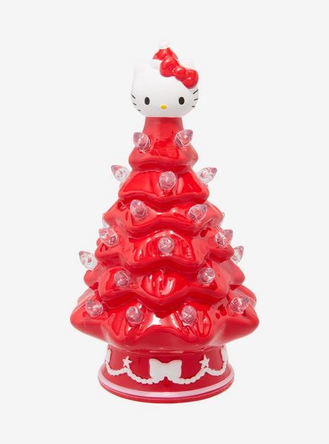 Sanrio Hello Kitty Red Light-Up Mini Christmas Tree Figure