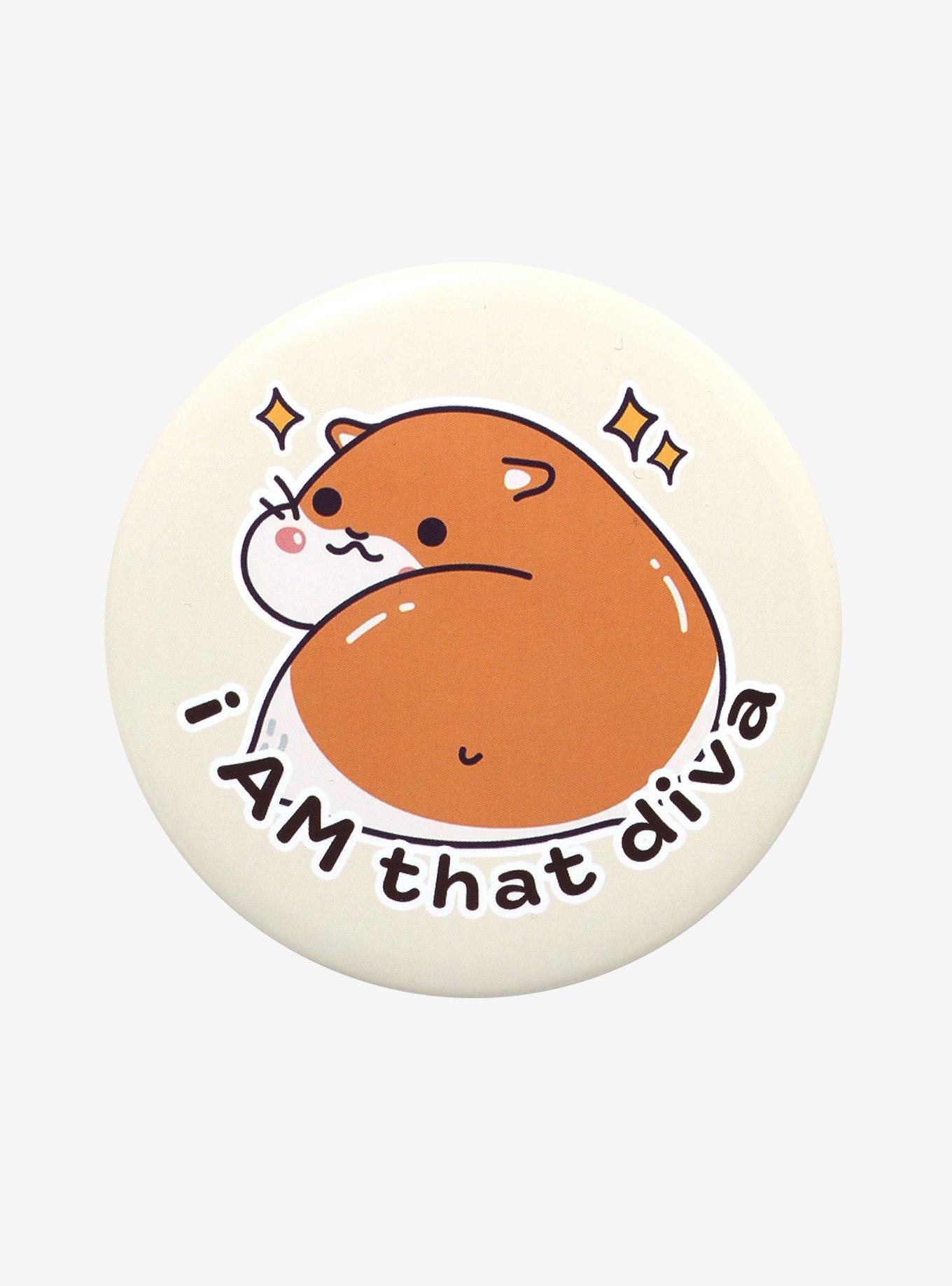 Hamster Diva 3 Inch Button, , hi-res