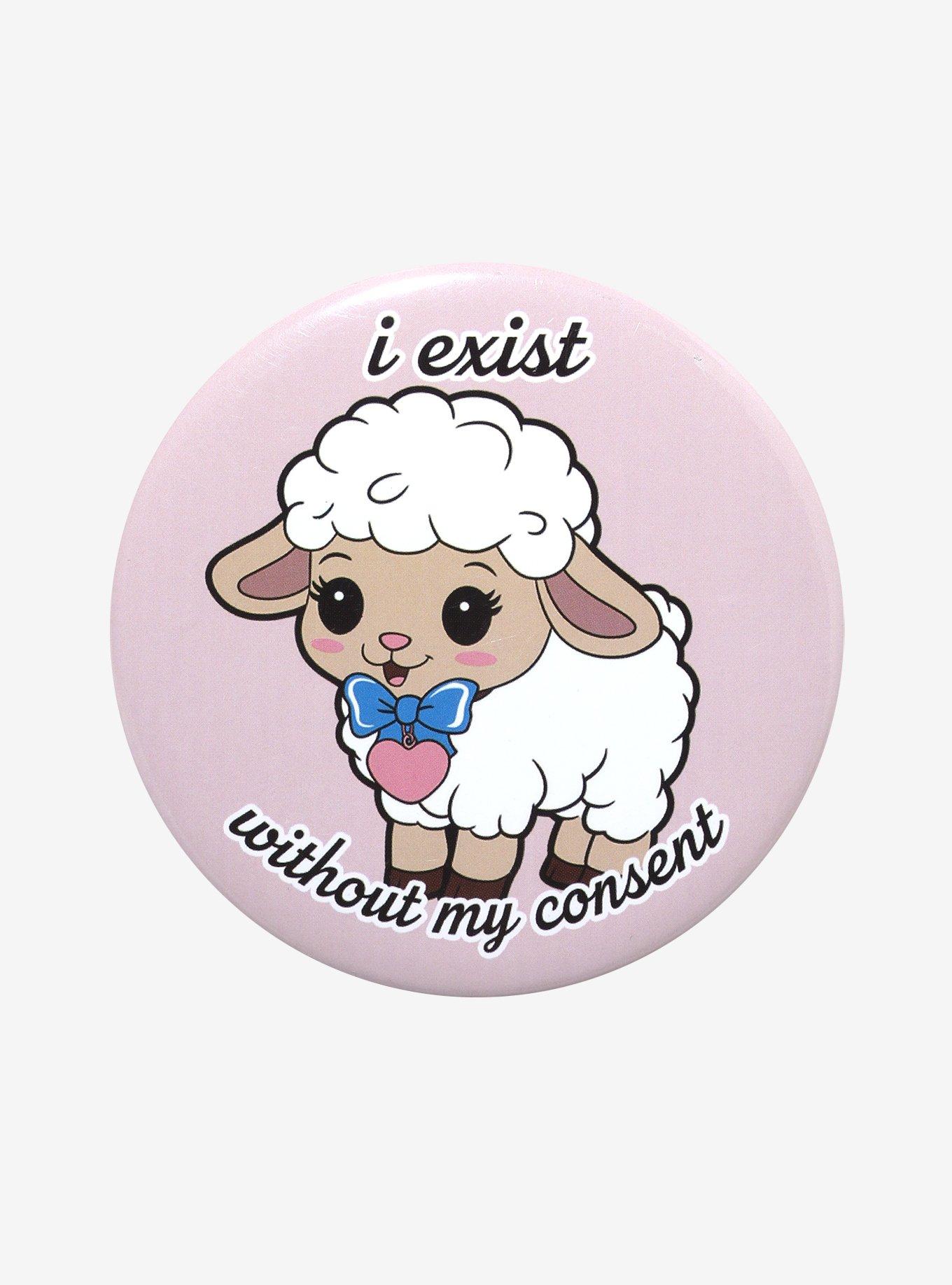 Lamb Exist Without Consent 3 Inch Button, , hi-res