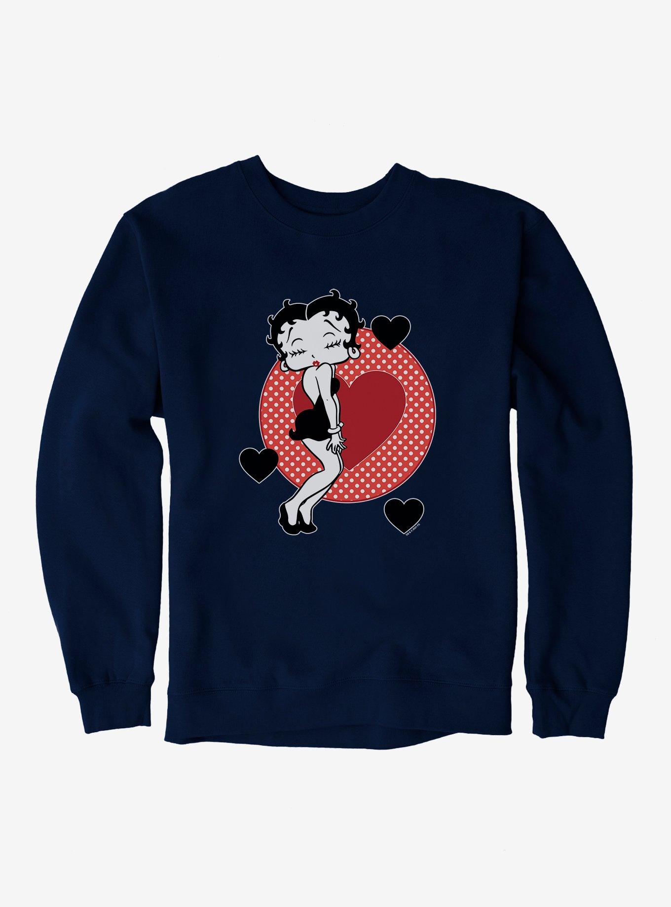 Betty Boop Pucker Up Sweatshirt, NAVY, hi-res
