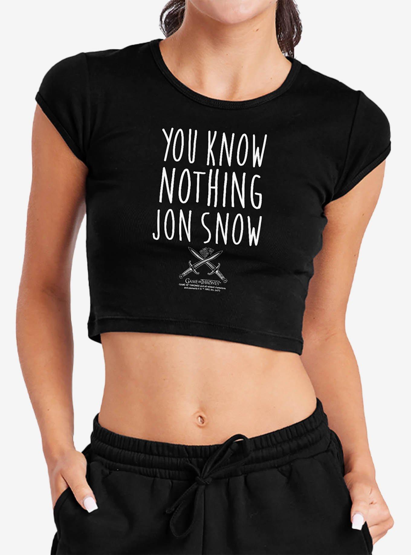 Game of Thrones "You Know Nothing Jon Snow" Cap Sleeve Baby Rib Women's Crop Top, , hi-res