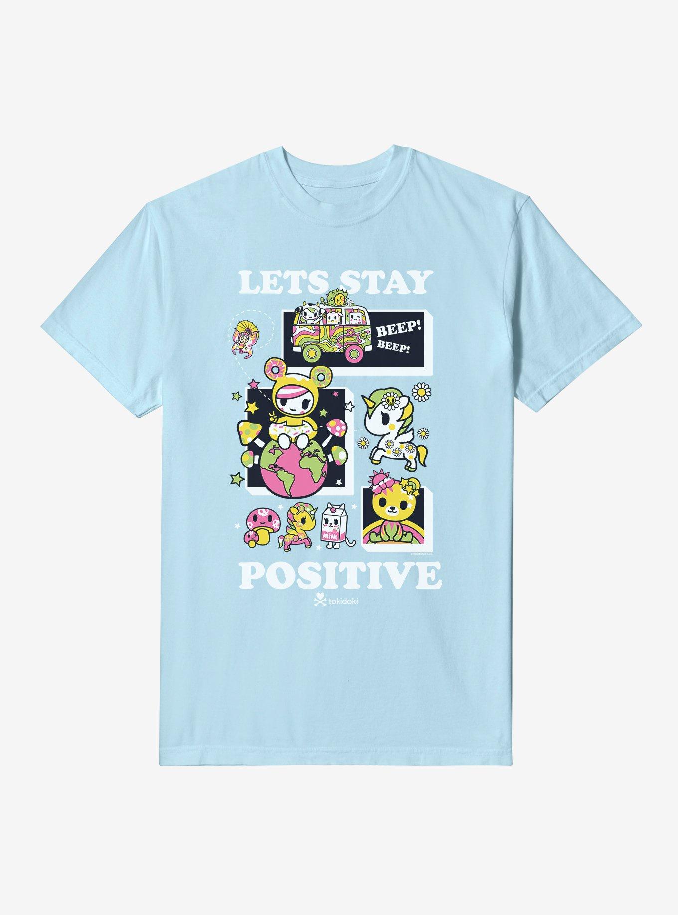 Tokidoki Lets Stay Positive Garment Dye T-Shirt, CHAMBRAY, hi-res