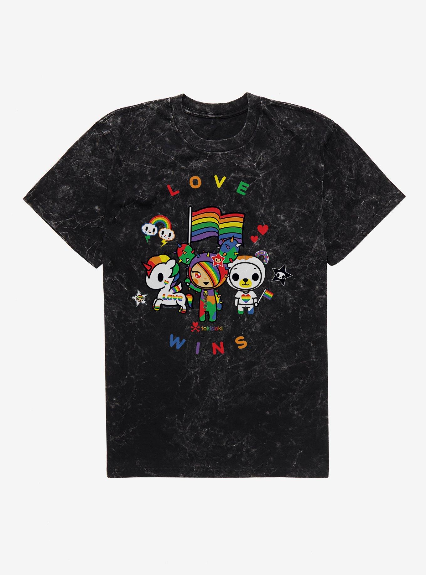 Tokidoki Love Wins Mineral Wash T-Shirt, BLACK MINERAL WASH, hi-res