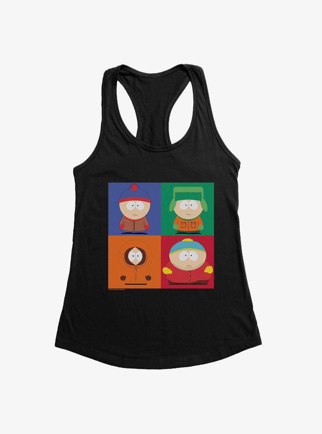 South Park Stan Kyle Kenny Cartman Squares Girls Tank, BLACK, hi-res