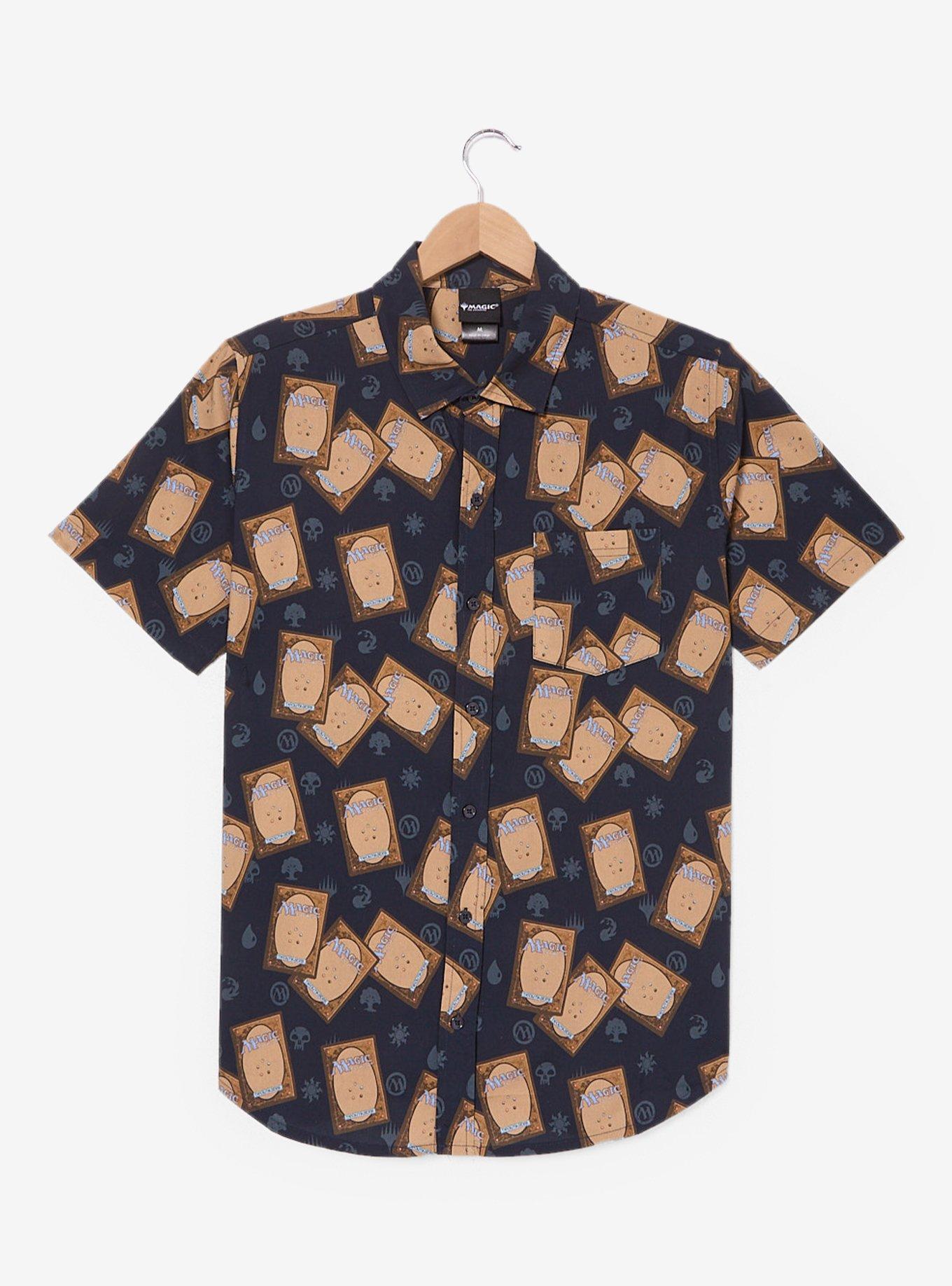 Magic: The Gathering Cards Allover Print Woven Button-Up - BoxLunch Exclusive, , hi-res