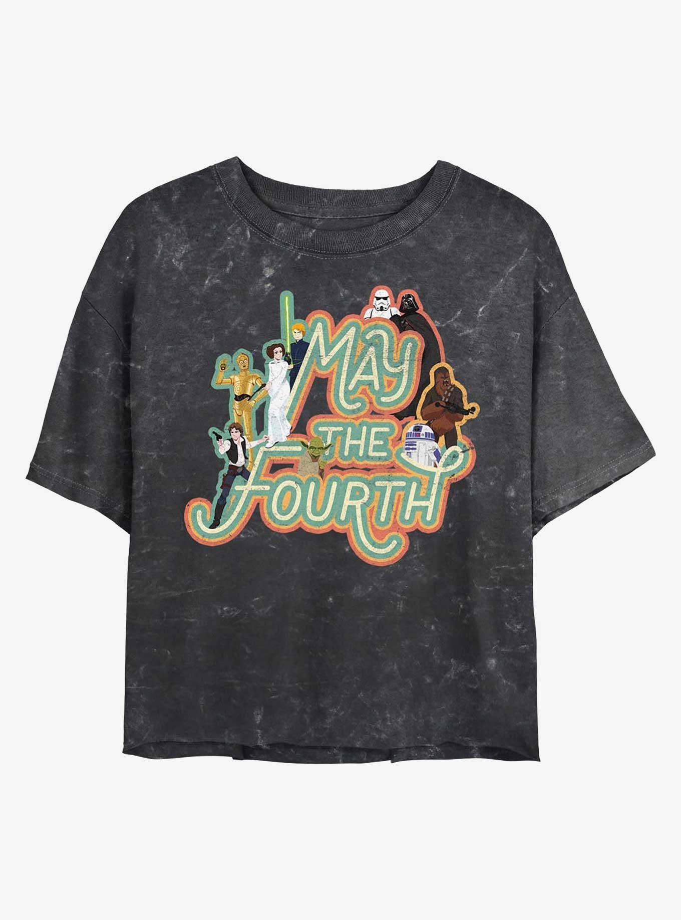 Star Wars May The Fourth Girls Mineral Wash Crop T-Shirt, , hi-res
