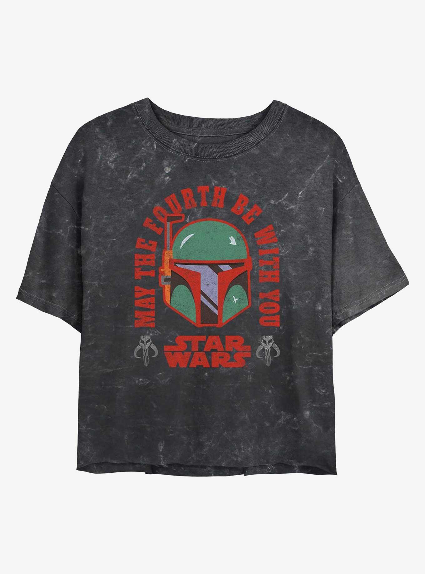 Star Wars Boba The Fourth Girls Mineral Wash Crop T-Shirt, BLACK, hi-res