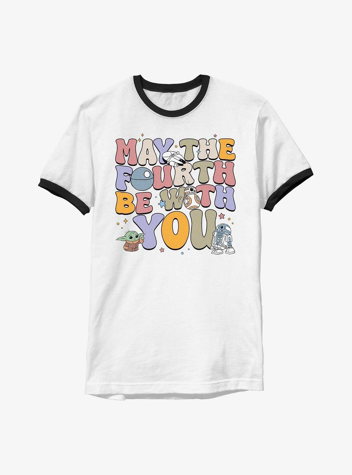 Star Wars The Mandalorian May The Fourth Ringer T-Shirt, WHTBLK, hi-res