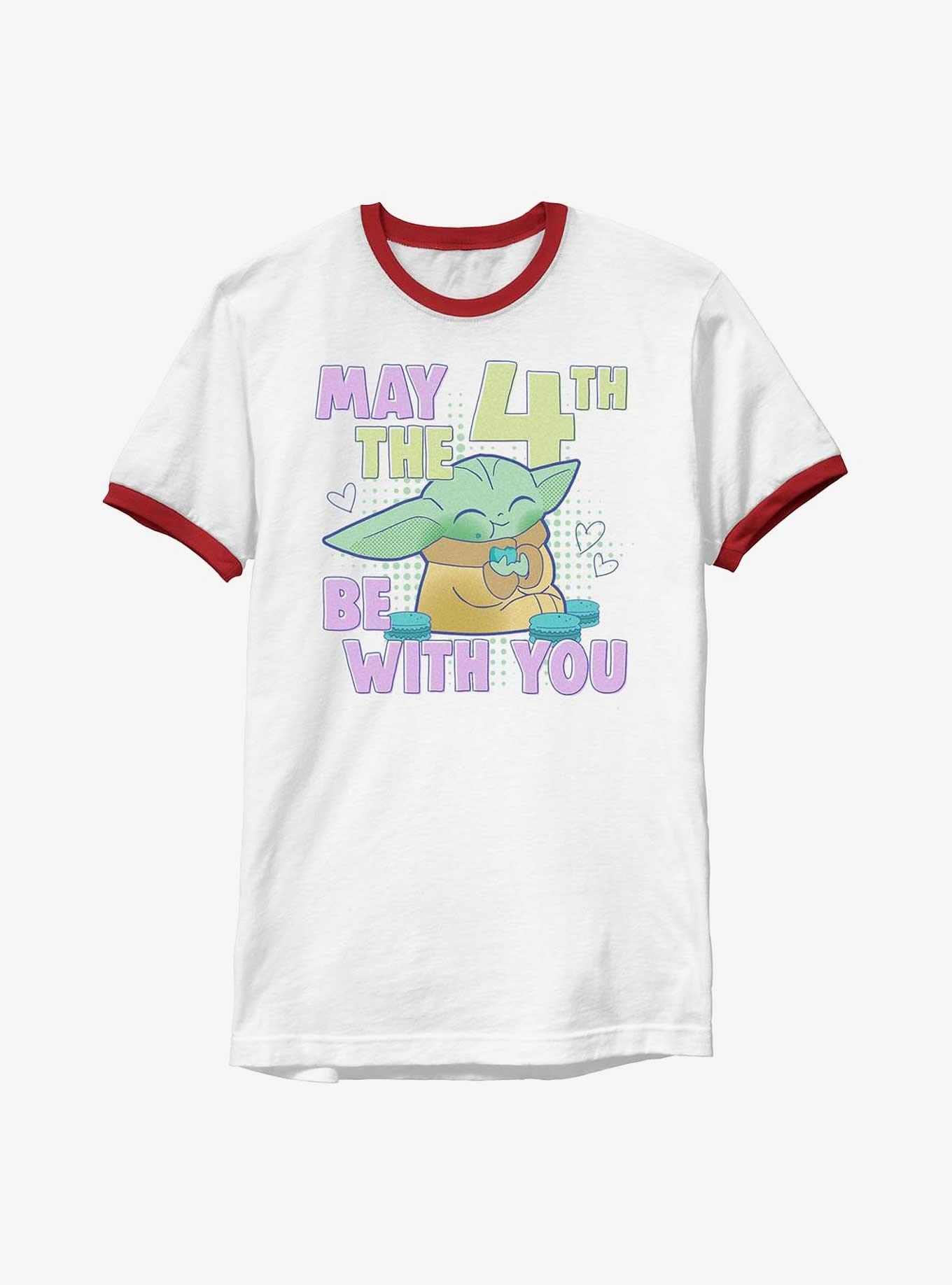 Star Wars The Mandalorian May The Grogu Ringer T-Shirt, WHTRED, hi-res