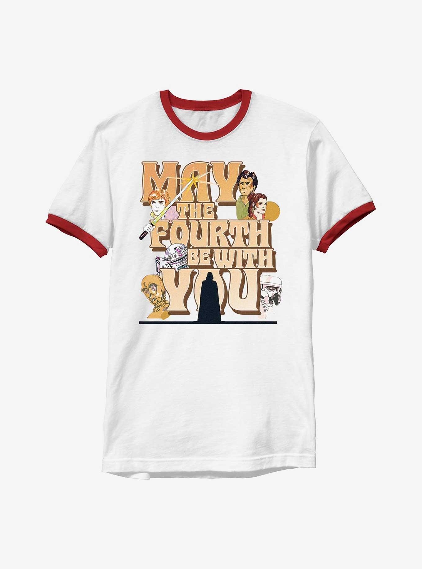 Star Wars May The Fourth Be With You Ringer T-Shirt, WHTRED, hi-res