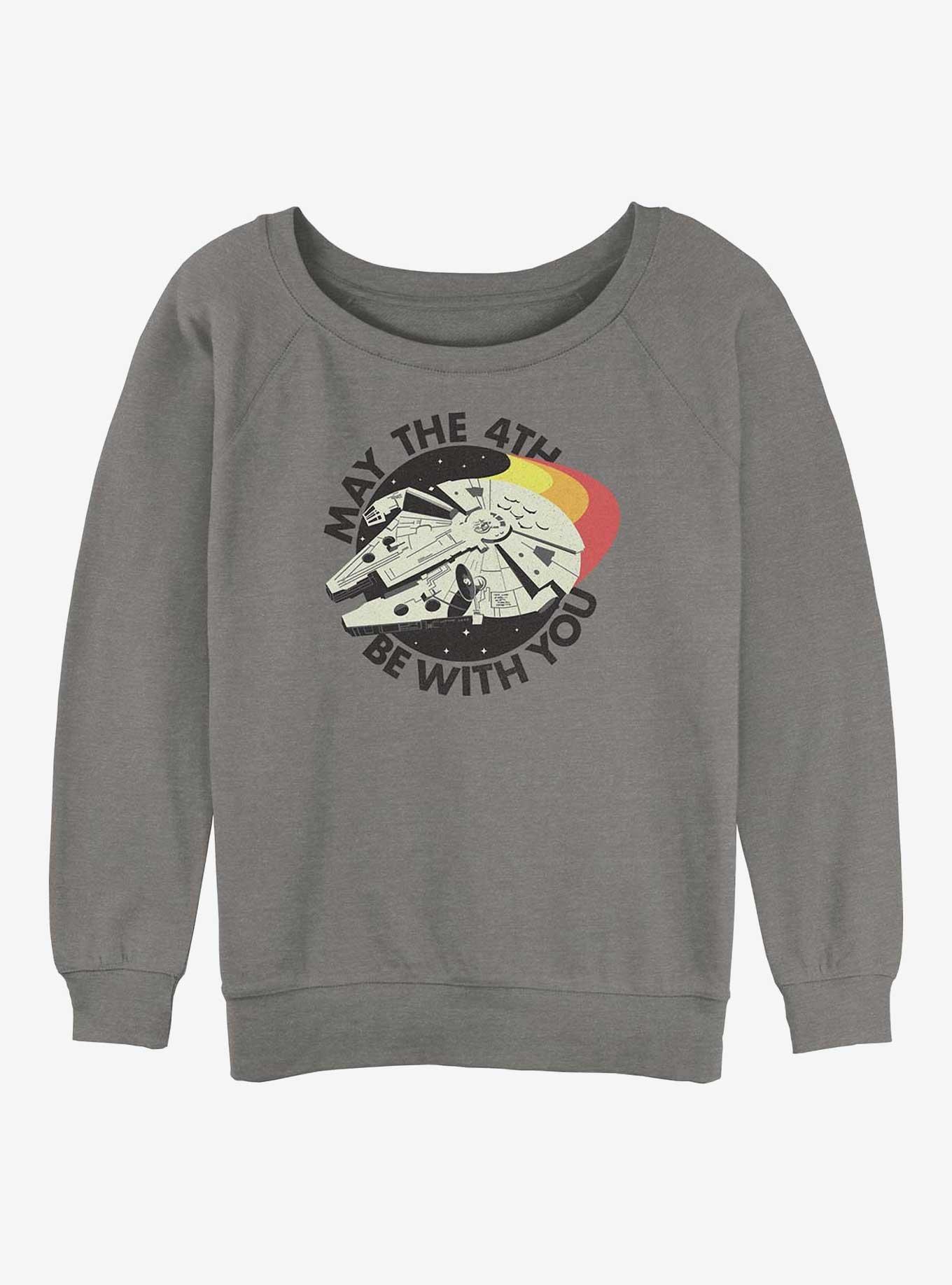 Star Wars Retro May Falcon Girls Slouchy Sweatshirt, GRAY HTR, hi-res