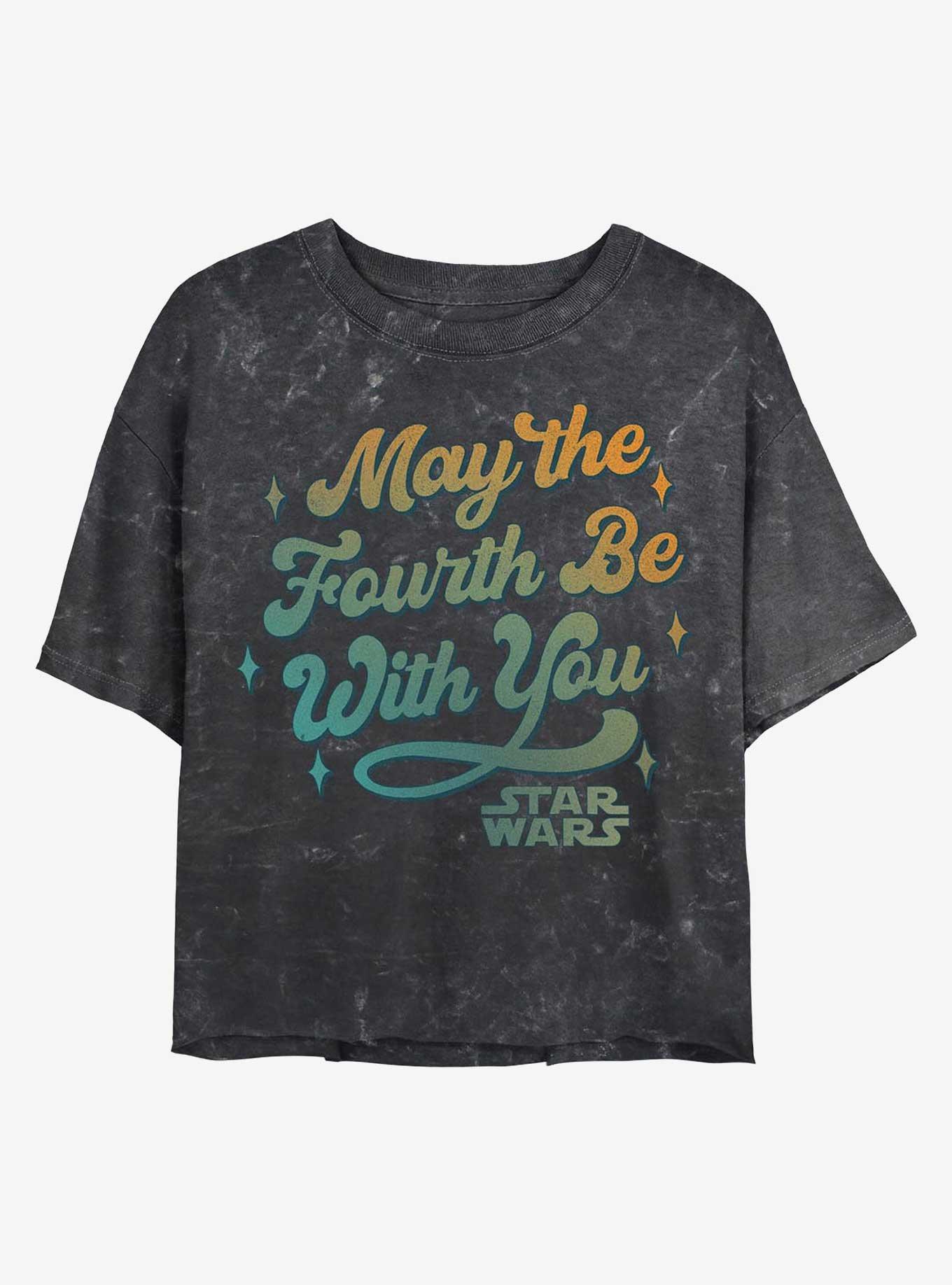 Star Wars Celebrate The Fourth Girls Mineral Wash Crop T-Shirt, BLACK, hi-res