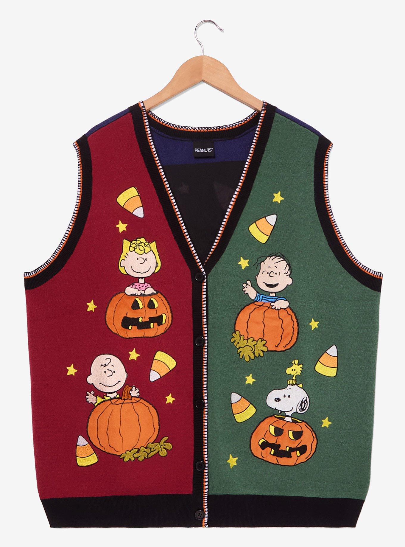 Peanuts Characters Halloween Color-Block Sweater Vest Plus Size, , hi-res