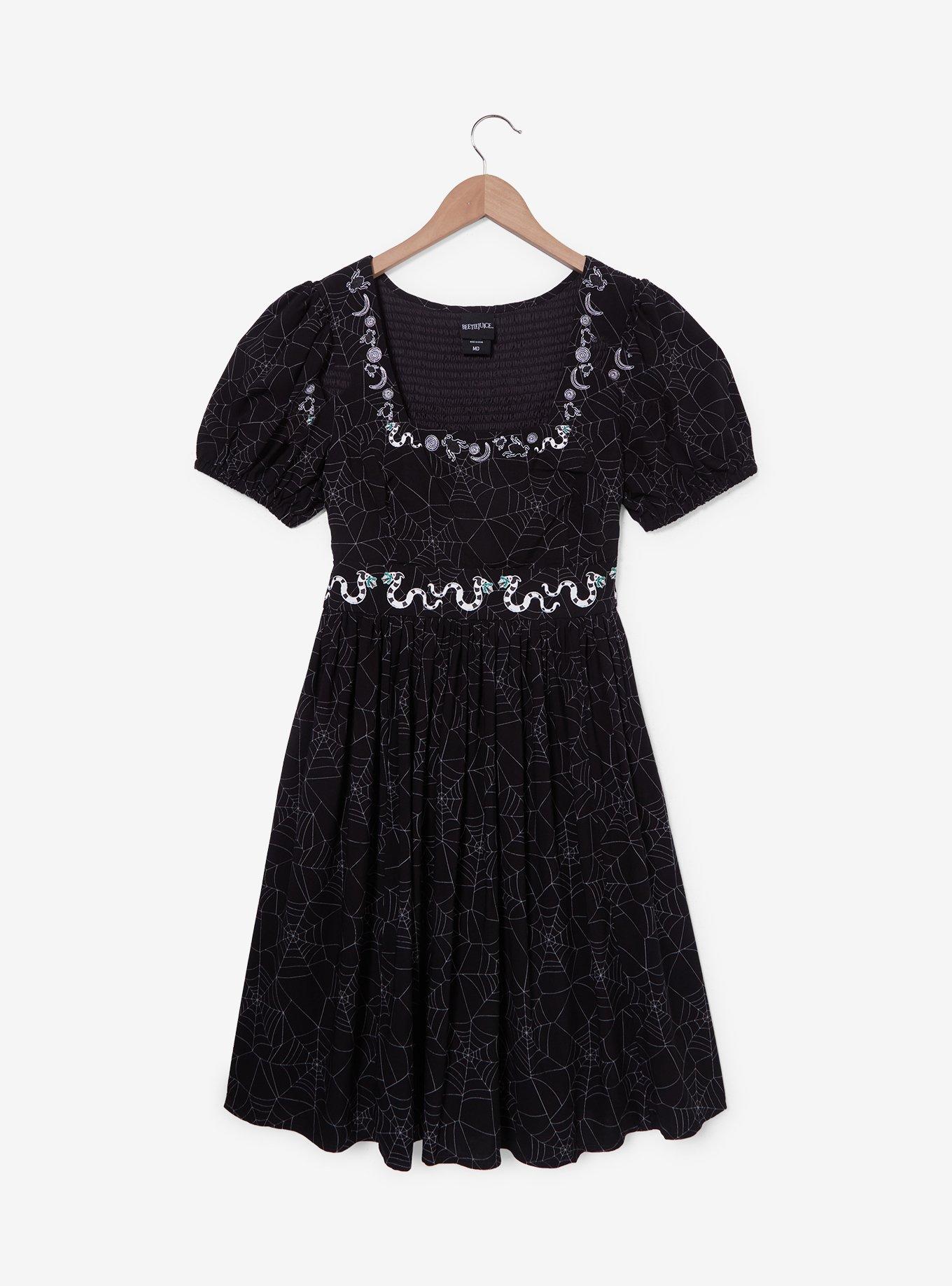 Beetlejuice Spiderwebs & Sandworms Smock Dress