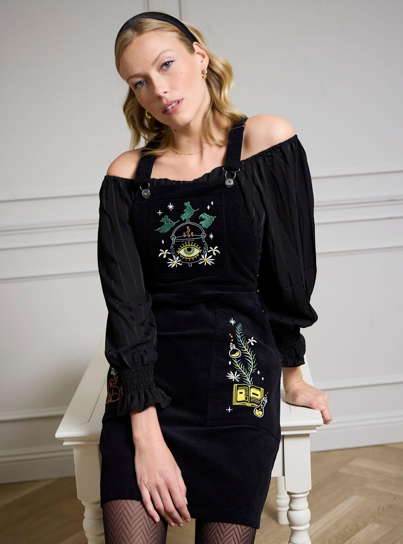 Disney Hocus Pocus Embroidered Icons Overall Dress — BoxLunch Exclusive, , hi-res