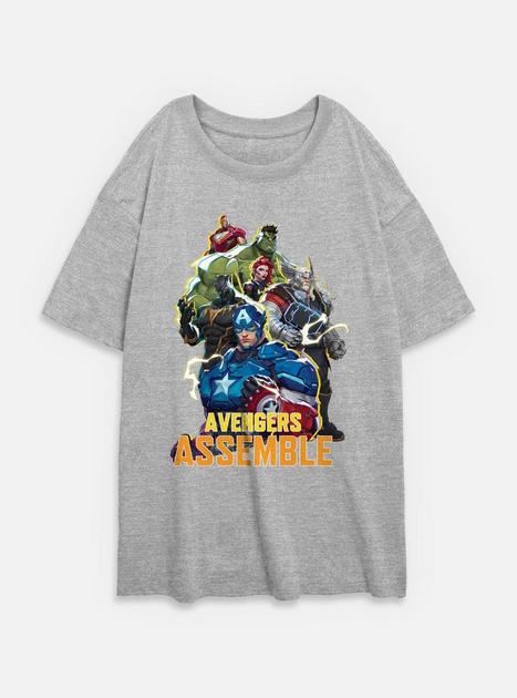 Marvel Rivals Avengers Assemble Womens Oversized T-Shirt - GREY | BoxLunch