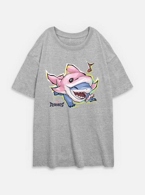 Marvel Rivals Happy Jeff The Landshark Womens Oversized T-Shirt - GREY ...