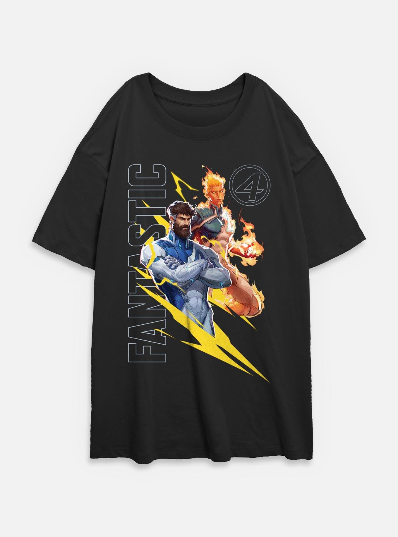 Marvel Rivals Human Torch & Mr. Fantastic Womens Oversized T-Shirt,Specials : American Fashion Style Bags On Sale