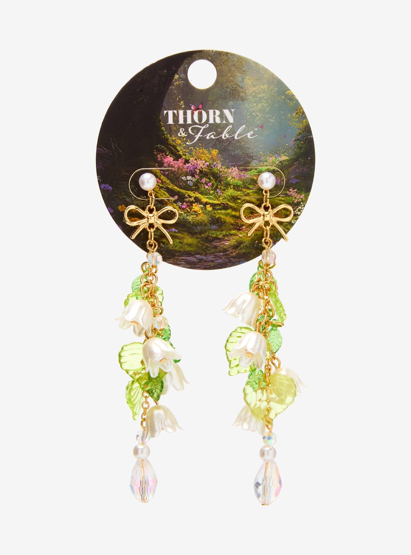 Thorn & Fable Lily Of The Valley Bow Drop Earrings, , hi-res