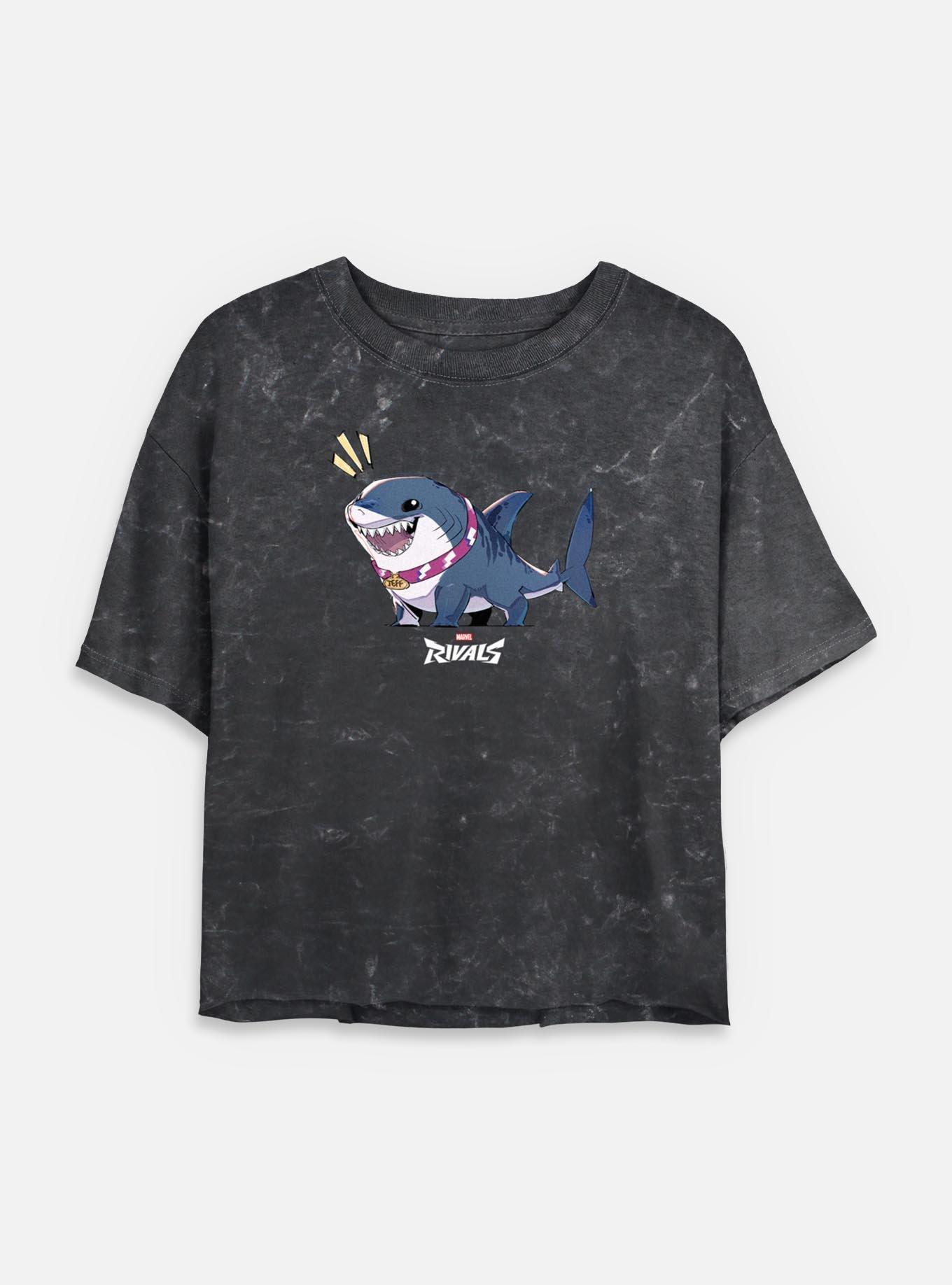 Marvel Rivals Alert Jeff The Landshark Womens Mineral Wash Crop T-Shirt, , hi-res