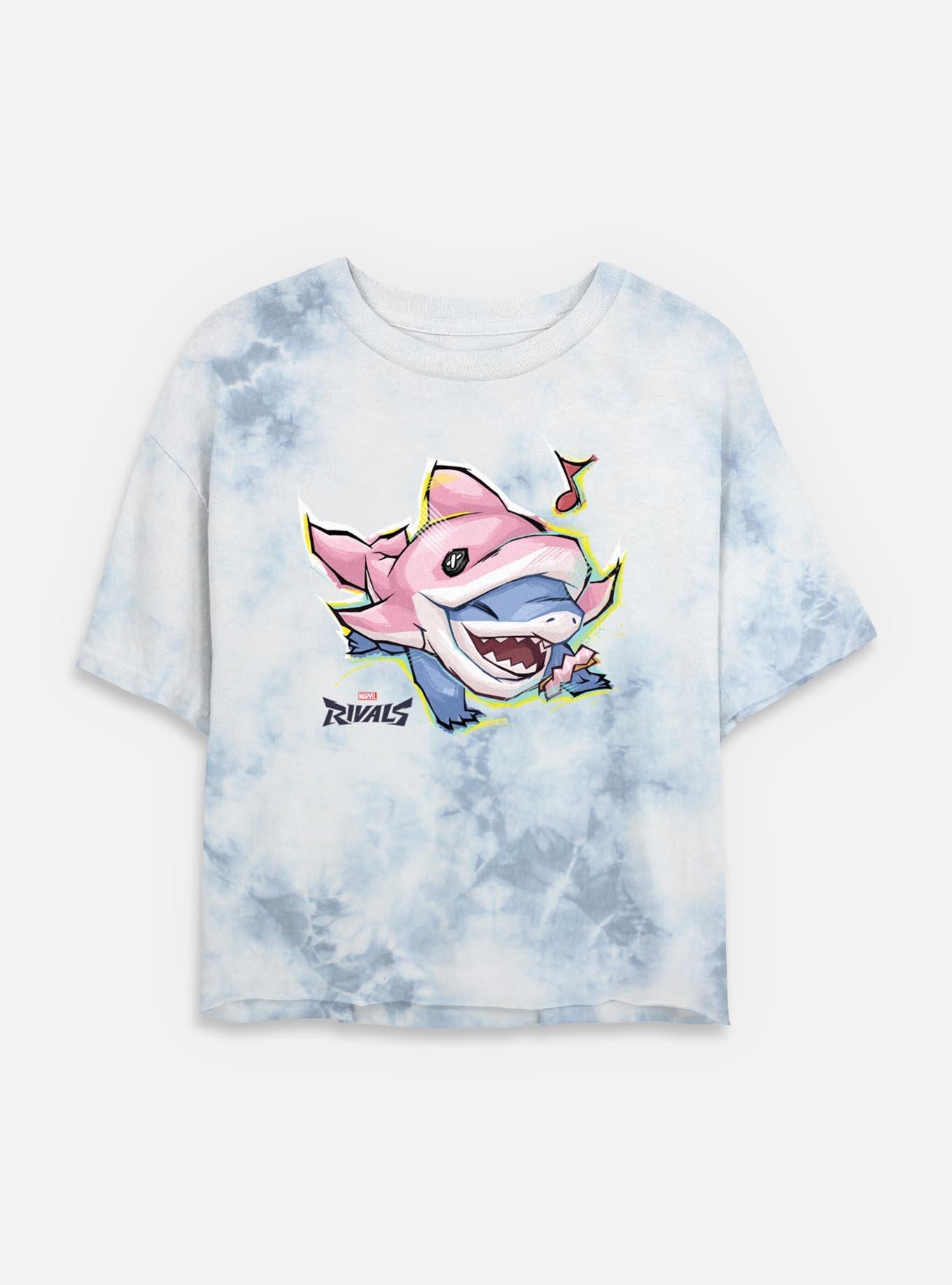 Marvel Rivals Happy Jeff The Landshark Womens Tie-Dye Crop T-Shirt, , hi-res