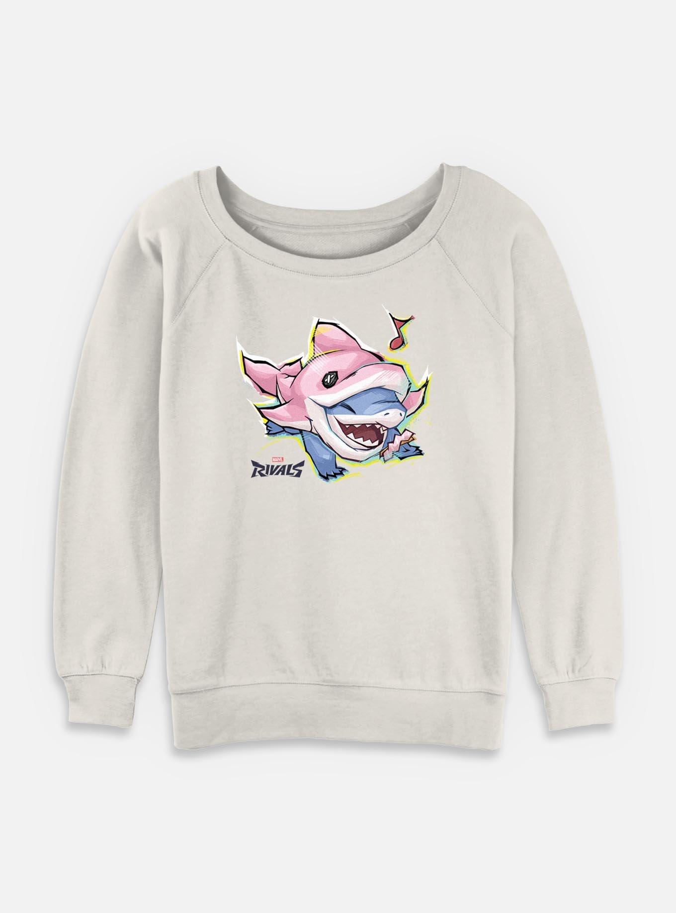 Marvel Rivals Happy Jeff The Landshark Womens Slouchy Sweatshirt, EGRET, hi-res