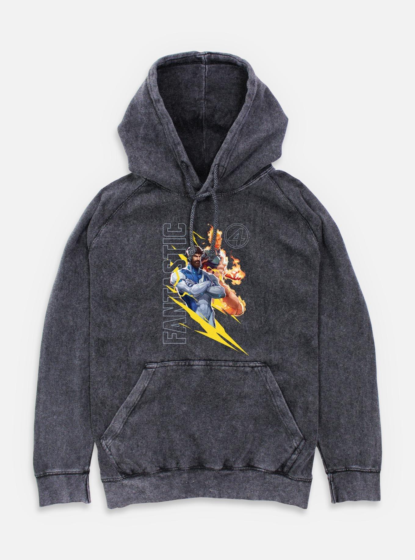 Marvel Rivals Human Torch & Mr. Fantastic Mineral Wash Hoodie, BLACK, hi-res