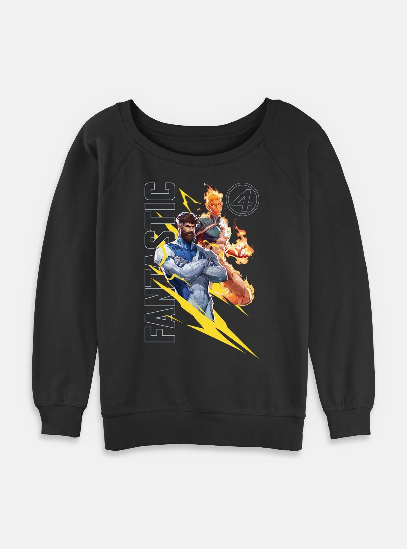 Marvel Rivals Human Torch & Mr. Fantastic Womens Slouchy Sweatshirt, BLACK, hi-res